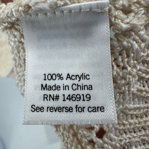 Lauren Conrad Open Knit Sweater XL Cream Henley Pullover Round Neck Long Sleeve - Picture 6 of 8